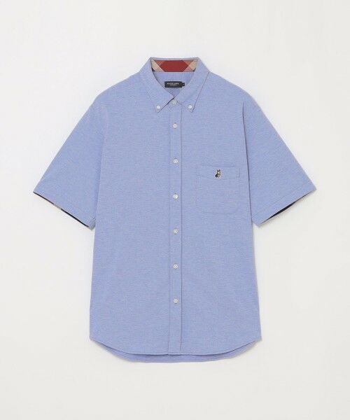 BLACK LABEL CRESTBRIDGE 半袖シャツ 青 セール】 【一部店舗限定】コーギーエンブロイダリーシャツ