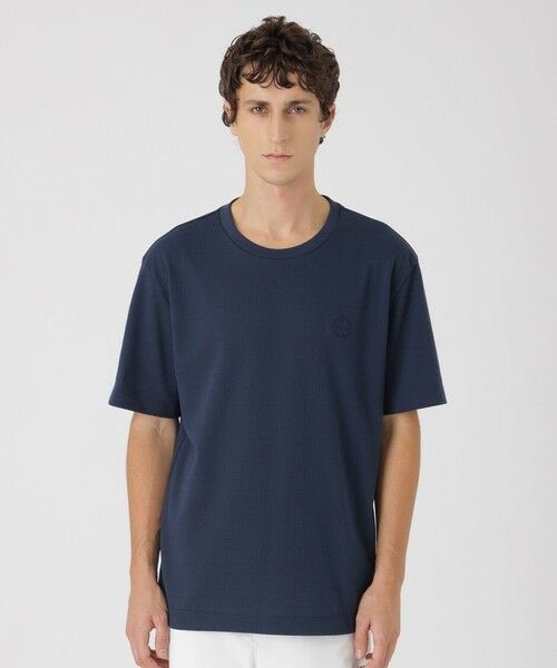BLUE LABEL / BLACK LABEL CRESTBRIDGE/ブルーレーベル / ブラックレーベル・クレストブリッジ サッカータックエンブロイダリーTシャツ ネイビー1 M BLUE LABEL / BLACK LABEL CRESTBRIDGE/ブルーレーベル / ブラックレーベル・クレストブリッジ サッカータックエンブロイダリーTシャツ ネイビー1 M