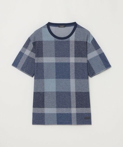 新品タグ付き　ブルーレーベルクレストブリッジ　バックチェックトップス　Tシャツ セール】 ハイストレッチシャドーチェックTシャツ （カットソー