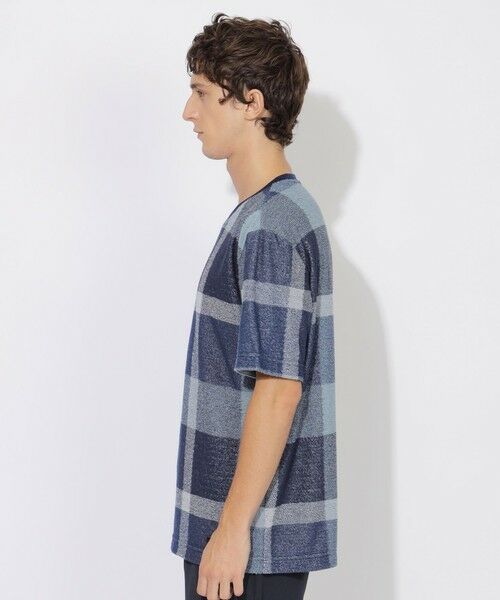新品タグ付き　ブルーレーベルクレストブリッジ　バックチェックトップス　Tシャツ セール】 ハイストレッチシャドーチェックTシャツ （カットソー