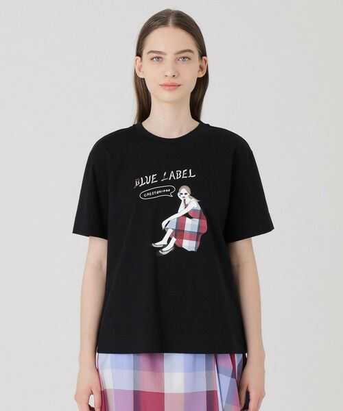 BLUE LABEL / BLACK LABEL CRESTBRIDGE / ブルーレーベル / ブラックレーベル・クレストブリッジ  カットソー | 【星陽子コラボ】ピマコットンプレーティング天竺イラストTシャツ（ブラック）