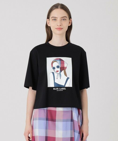 BLUE LABEL / BLACK LABEL CRESTBRIDGE / ブルーレーベル / ブラックレーベル・クレストブリッジ  カットソー | 【星陽子コラボ】ピマコットンプレーティング天竺イラストワイドTシャツ（ブラック）