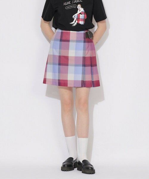 BLUE LABEL / BLACK LABEL CRESTBRIDGE / ブルーレーベル / ブラックレーベル・クレストブリッジ  ミニ・ひざ丈スカート | 【原宿・WEB限定】クレストブリッジチェックカラミクロスミニスカート（ワイン1）