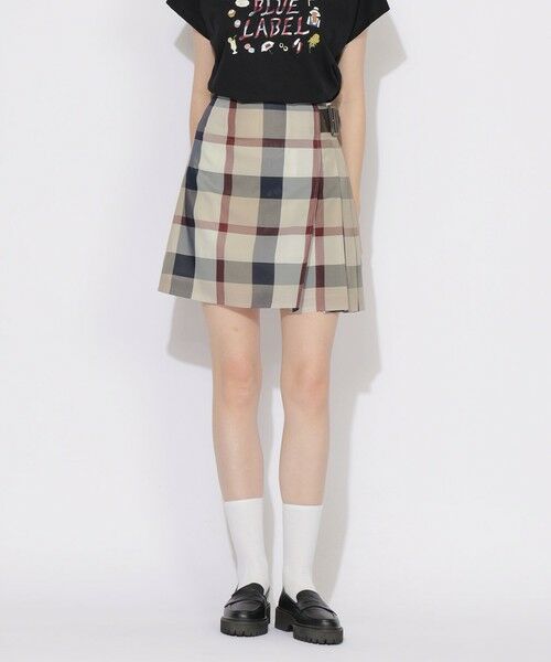 BLUE LABEL / BLACK LABEL CRESTBRIDGE / ブルーレーベル / ブラックレーベル・クレストブリッジ  ミニ・ひざ丈スカート | 【原宿・WEB限定】クレストブリッジチェックカラミクロスミニスカート（ベージュ3）