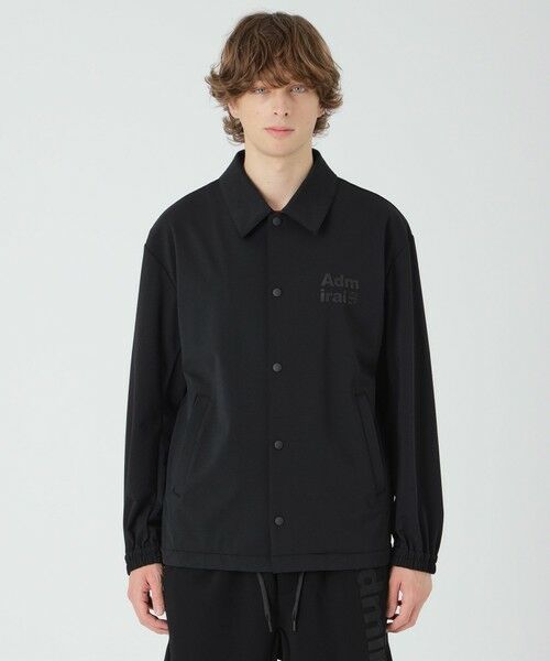 【通常：Theory】高機能シアサッカー コーチジャケット「M/L：ブラック」 BLACK lab.×Admiral】バックグリッドトリコットコーチジャケット