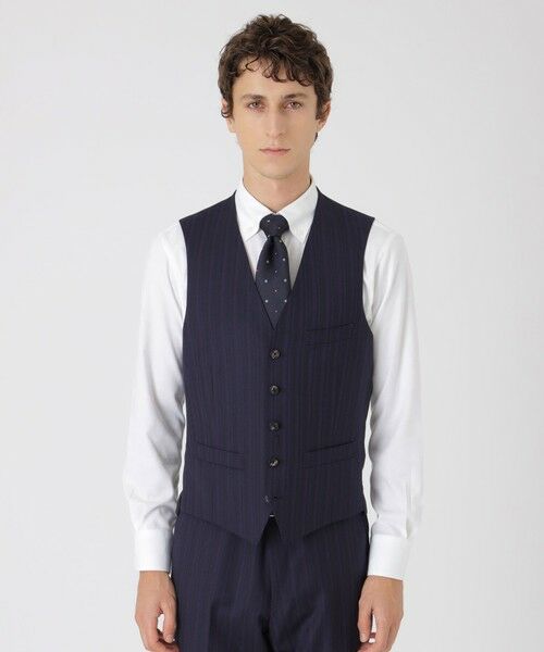 BLUE LABEL / BLACK LABEL CRESTBRIDGE / ブルーレーベル / ブラックレーベル・クレストブリッジ セットアップ | ネイビーオルタネートストライプスリーピーススーツ | 詳細4