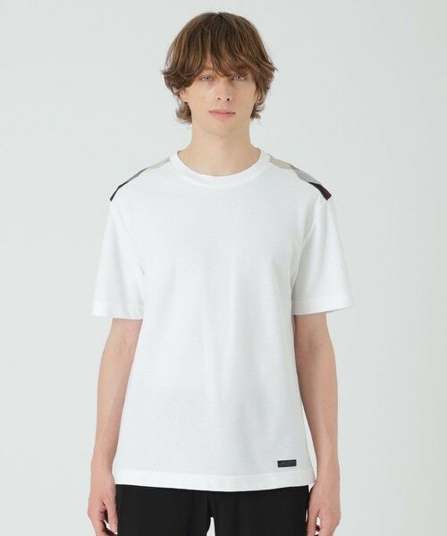 セール】 ショルダーチェックハニカムTシャツ （カットソー
