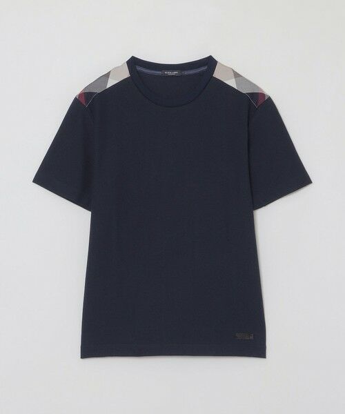 【新品】ブルーレーベルクレストブリッジ　カットソー　M　青　バーバリー　230 セール】 ショルダーチェックハニカムTシャツ （カットソー