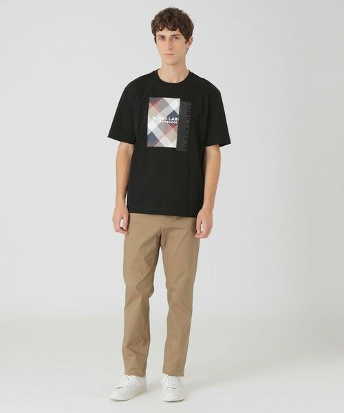 ブルーレーベル サイドチェックカットソー Tシャツ　ブラック セール】 ボックスチェックロゴグラフィックTシャツ