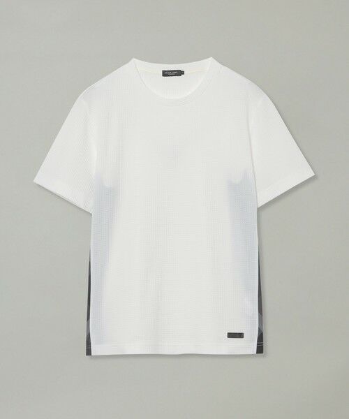 2022新品ブルーレーベルクレストブリッジ☆天竺サイドチェックデザインTシャツ白 セール】 テクスチャータックサイドチェックTシャツ
