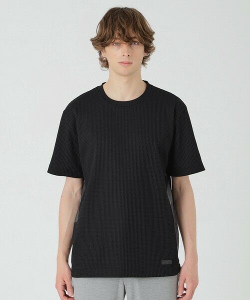 ブルーレーベル サイドチェックカットソー Tシャツ ブラック セール】 テクスチャータックサイドチェックTシャツ