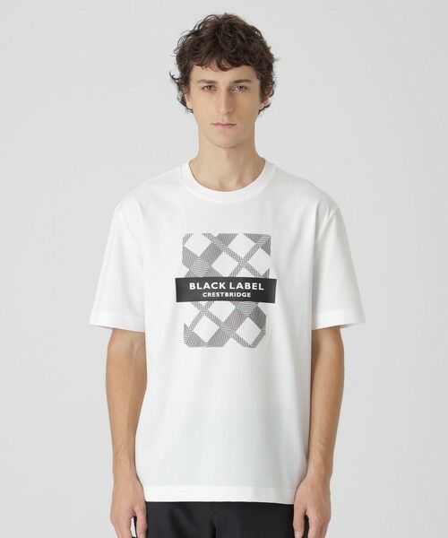 BLUE LABEL / BLACK LABEL CRESTBRIDGE / ブルーレーベル / ブラックレーベル・クレストブリッジ  カットソー | 【一部店舗限定】シャドーバイアスチェック ロゴプリントTシャツ（オフホワイト1）