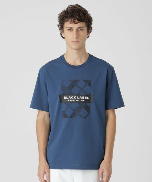 BLUE LABEL / BLACK LABEL CRESTBRIDGE / ブルーレーベル / ブラックレーベル・クレストブリッジ  カットソー | 【一部店舗限定】シャドーバイアスチェック ロゴプリントTシャツ（ブルー2）