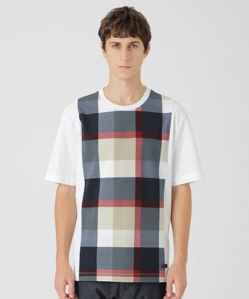 BLUE LABEL / BLACK LABEL CRESTBRIDGE / ブルーレーベル / ブラックレーベル・クレストブリッジ  カットソー | 【一部店舗限定】パネルサッカーチェックTシャツ（オフホワイト1）