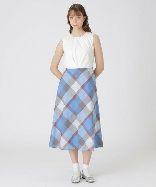 BLUE LABEL / BLACK LABEL CRESTBRIDGE/ブルーレーベル / ブラックレーベル・クレストブリッジ 【接触冷感】クレストブリッジチェッククールドライドッキングドレス ブルー3 36 BLUE LABEL / BLACK LABEL CRESTBRIDGE/ブルーレーベル / ブラックレーベル・クレストブリッジ 【接触冷感】クレストブリッジチェッククールドライドッキングドレス ブルー3 36