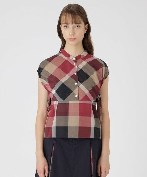 BLUE LABEL / BLACK LABEL CRESTBRIDGE / ブルーレーベル / ブラックレーベル・クレストブリッジ シャツ・ブラウス | 【接触冷感】【吸水速乾】クレストブリッジチェッククールドライブラウス(レッド1)