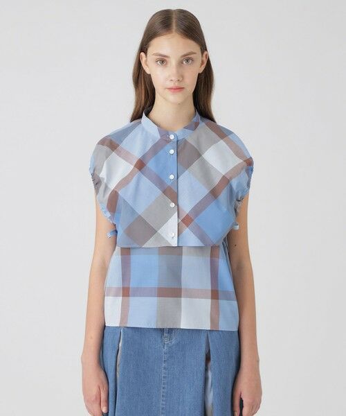 BLUE LABEL / BLACK LABEL CRESTBRIDGE / ブルーレーベル / ブラックレーベル・クレストブリッジ シャツ・ブラウス | 【接触冷感】【吸水速乾】クレストブリッジチェッククールドライブラウス(ブルー3)