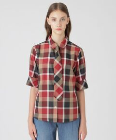 BLUE LABEL CRESTBRIDGE - ブルーレーベルオシャレ赤チェックコンビシャツ BLUE LABEL CRESTBRIDGE - ブルーレーベルオシャレ赤チェック