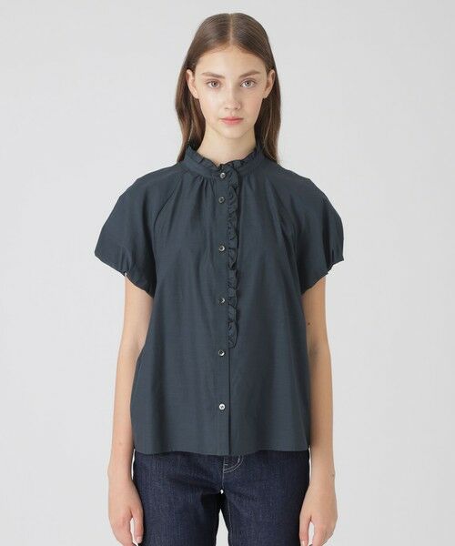 BLUE LABEL / BLACK LABEL CRESTBRIDGE/ブルーレーベル / ブラックレーベル・クレストブリッジ ドライクリアシャンブレーフリルブラウス ネイビー3 36 BLUE LABEL / BLACK LABEL CRESTBRIDGE/ブルーレーベル / ブラックレーベル・クレストブリッジ ドライクリアシャンブレーフリルブラウス ネイビー3 36