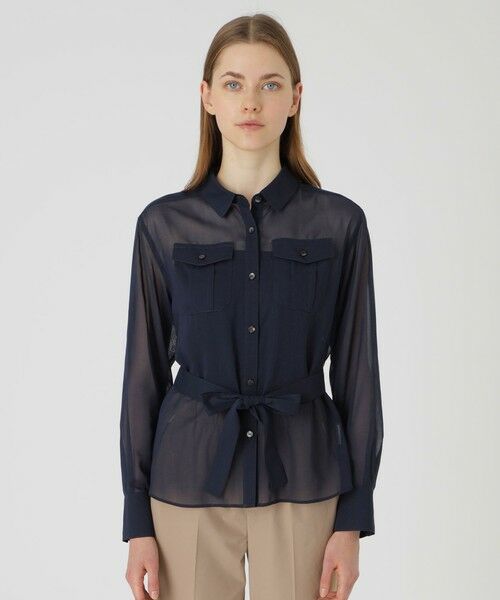 BLUE LABEL / BLACK LABEL CRESTBRIDGE/ブルーレーベル / ブラックレーベル・クレストブリッジ スパンボイルライクタイプライターブラウス ネイビー3 38 BLUE LABEL / BLACK LABEL CRESTBRIDGE/ブルーレーベル / ブラックレーベル・クレストブリッジ スパンボイルライクタイプライターブラウス ネイビー3 38