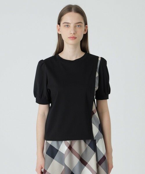 BLUE LABEL / BLACK LABEL CRESTBRIDGE / ブルーレーベル / ブラックレーベル・クレストブリッジ  カットソー | コンパクトピマスムースコンビTシャツ（ブラック）