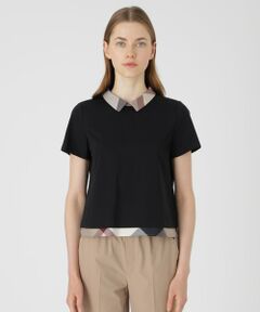 BLUE LABEL / BLACK LABEL CRESTBRIDGE / ブルーレーベル / ブラックレーベル・クレストブリッジ  カットソー | ピマコットンプレーティング天竺パーシャルチェックカットソー