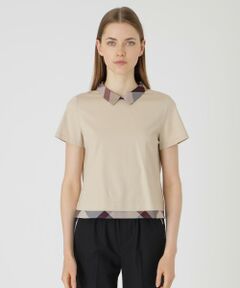 ブルーレーベル クレストブリッジ　レディース　長袖　トップス　カットソー　38 プレーティング天竺フリルスリーブTシャツ（カットソー）｜BLUE
