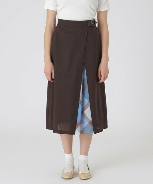 BLUE LABEL / BLACK LABEL CRESTBRIDGE / ブルーレーベル / ブラックレーベル・クレストブリッジ ミニ・ひざ丈スカート | 【接触冷感】【吸水速乾】クールドライスカート(ブラウン1)