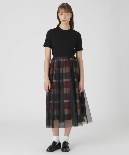 BLUE LABEL / BLACK LABEL CRESTBRIDGE / ブルーレーベル / ブラックレーベル・クレストブリッジ  ミニ・ひざ丈スカート | クレストブリッジチェックライトクロッシングチュールスカート | 詳細1