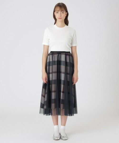 BLUE LABEL / BLACK LABEL CRESTBRIDGE / ブルーレーベル / ブラックレーベル・クレストブリッジ  ミニ・ひざ丈スカート | クレストブリッジチェックライトクロッシングチュールスカート | 詳細7