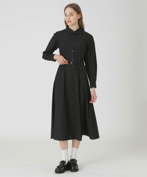 BLUE LABEL / BLACK LABEL CRESTBRIDGE / ブルーレーベル / ブラックレーベル・クレストブリッジ ドレス | 【一部店舗限定】レーヨンブロードシャツドレス(ブラック)
