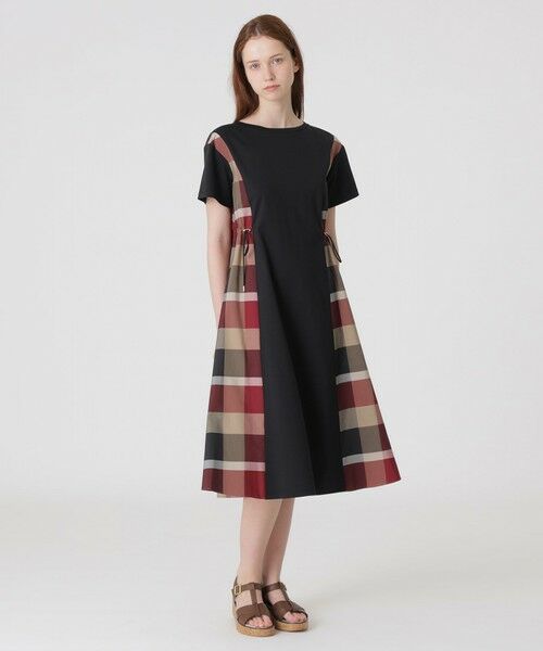 BLUE LABEL / BLACK LABEL CRESTBRIDGE/ブルーレーベル / ブラックレーベル・クレストブリッジ 【一部店舗限定】コンパクトクリアーポンチチェックコンビドレス ブラック 36 BLUE LABEL / BLACK LABEL CRESTBRIDGE/ブルーレーベル / ブラックレーベル・クレストブリッジ 【一部店舗限定】コンパクトクリアーポンチチェックコンビドレス ブラック 36