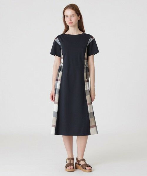 BLUE LABEL / BLACK LABEL CRESTBRIDGE / ブルーレーベル / ブラックレーベル・クレストブリッジ  ドレス | 【一部店舗限定】コンパクトクリアーポンチチェックコンビドレス（ネイビー3）