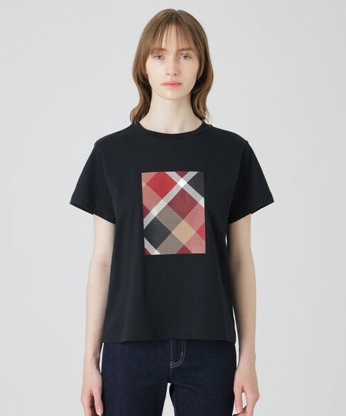 BLUE LABEL / BLACK LABEL CRESTBRIDGE/ブルーレーベル / ブラックレーベル・クレストブリッジ 【一部店舗限定】クレストブリッジチェックプリントTシャツ ブラック 38 BLUE LABEL / BLACK LABEL CRESTBRIDGE/ブルーレーベル / ブラックレーベル・クレストブリッジ 【一部店舗限定】クレストブリッジチェックプリントTシャツ ブラック 38