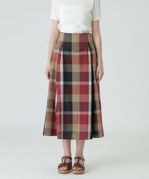 BLUE LABEL / BLACK LABEL CRESTBRIDGE / ブルーレーベル / ブラックレーベル・クレストブリッジ ミニ・ひざ丈スカート | 【一部店舗限定】クレストブリッジチェックロングフレアスカート(レッド1)