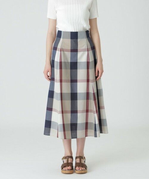 BLUE LABEL / BLACK LABEL CRESTBRIDGE / ブルーレーベル / ブラックレーベル・クレストブリッジ ミニ・ひざ丈スカート | 【一部店舗限定】クレストブリッジチェックロングフレアスカート(ベージュ3)