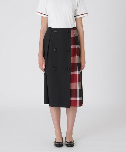 BLUE LABEL / BLACK LABEL CRESTBRIDGE / ブルーレーベル / ブラックレーベル・クレストブリッジ ミニ・ひざ丈スカート | 【一部店舗限定】サイロスパンツイルパーシャルチェックスカート(ブラック)