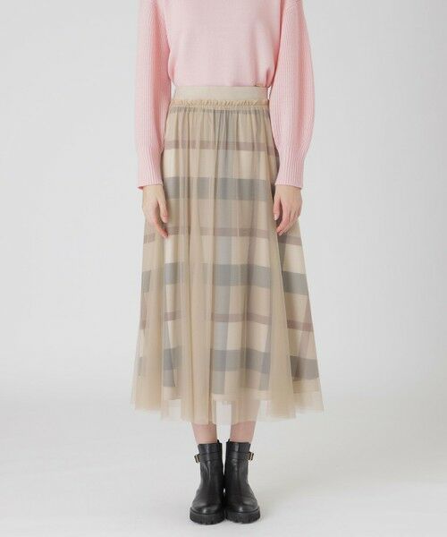 BLUE LABEL / BLACK LABEL CRESTBRIDGE / ブルーレーベル / ブラックレーベル・クレストブリッジ  ミニ・ひざ丈スカート | 【一部店舗限定】クレストブリッジチェック5WAYチュールスカート（ベージュ1）