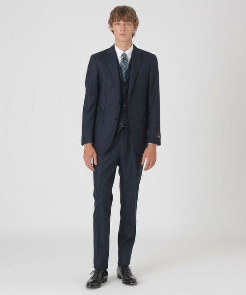 BLUE LABEL / BLACK LABEL CRESTBRIDGE / ブルーレーベル / ブラックレーベル・クレストブリッジ  セットアップ | MIYUKIプルシャンブルーシャドーストライプスリーピーススーツ | 詳細1