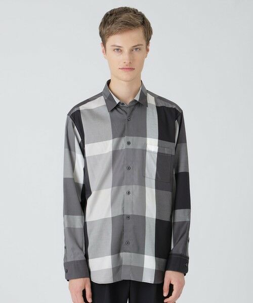 BLUE LABEL / BLACK LABEL CRESTBRIDGE/ブルーレーベル / ブラックレーベル・クレストブリッジ キュプラミックスオーガニックコットンクレストブリッジチェックシャツ グレー1 LL BLUE LABEL / BLACK LABEL CRESTBRIDGE/ブルーレーベル / ブラックレーベル・クレストブリッジ キュプラミックスオーガニックコットンクレストブリッジチェックシャツ グレー1 LL