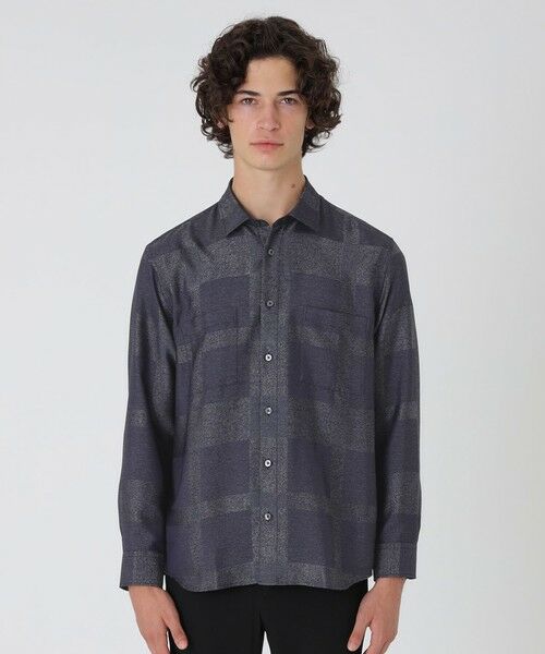 BLUE LABEL / BLACK LABEL CRESTBRIDGE/ブルーレーベル / ブラックレーベル・クレストブリッジ ブライトレーヨンシャドーチェックシャツ ネイビー1 S BLUE LABEL / BLACK LABEL CRESTBRIDGE/ブルーレーベル / ブラックレーベル・クレストブリッジ ブライトレーヨンシャドーチェックシャツ ネイビー1 S