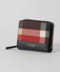 BLUE LABEL CRESTBRIDGE ブラック二つ折り財布 エンボスチェック2つ折りウォレット （財布・コインケース