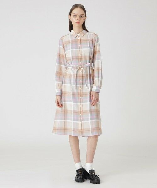 BLUE LABEL / BLACK LABEL CRESTBRIDGE / ブルーレーベル / ブラックレーベル・クレストブリッジ  ドレス | 【取扱店舗限定】クレストブリッジチェックシャドードビーシャツドレス（ピンク1）