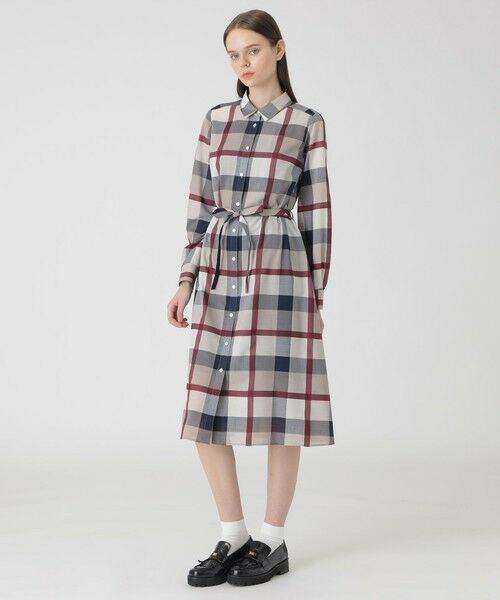 BLUE LABEL / BLACK LABEL CRESTBRIDGE / ブルーレーベル / ブラックレーベル・クレストブリッジ  ドレス | 【取扱店舗限定】クレストブリッジチェックシャドードビーシャツドレス（ベージュ3）
