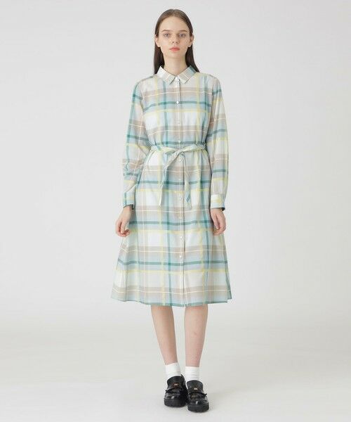 BLUE LABEL / BLACK LABEL CRESTBRIDGE / ブルーレーベル / ブラックレーベル・クレストブリッジ  ドレス | 【取扱店舗限定】クレストブリッジチェックシャドードビーシャツドレス（グリーン3）