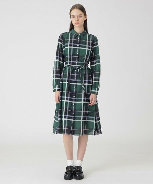 BLUE LABEL / BLACK LABEL CRESTBRIDGE / ブルーレーベル / ブラックレーベル・クレストブリッジ  ドレス | 【取扱店舗限定】クレストブリッジチェックシャドードビーシャツドレス（グリーン6）