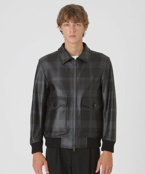 BLUE LABEL / BLACK LABEL CRESTBRIDGE / ブルーレーベル / ブラックレーベル・クレストブリッジ その他アウター | クレストブリッジチェックレザーフライトジャケット | 詳細2