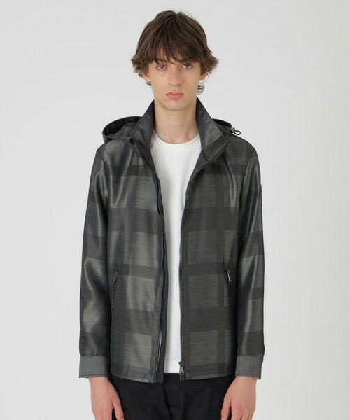 BLUE LABEL / BLACK LABEL CRESTBRIDGE/ブルーレーベル / ブラックレーベル・クレストブリッジ シャドーチェックカルゼパーカー グレー3 4L BLUE LABEL / BLACK LABEL CRESTBRIDGE/ブルーレーベル / ブラックレーベル・クレストブリッジ シャドーチェックカルゼパーカー グレー3 4L