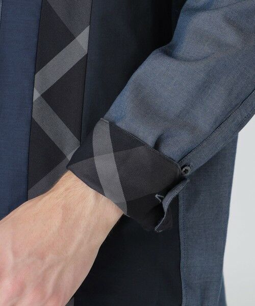 BLUE LABEL / BLACK LABEL CRESTBRIDGE / ブルーレーベル / ブラックレーベル・クレストブリッジ  シャツ・ブラウス | 【一部店舗限定】デニムライクパッチワークシャツ | 詳細9