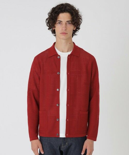 BLUE LABEL / BLACK LABEL CRESTBRIDGE / ブルーレーベル / ブラックレーベル・クレストブリッジ ニット・セーター | シアーチェックシャツカーディガン(レッド3)